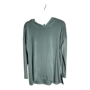 Workshop Green Long Sleeve Hooded Lightweight Top With Kangaroo Pocket Size M